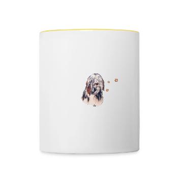 Bearded Collie & Hundeliebhaber das Leben lieben - Tasse zweifarbig - Weiß/Gelb - Vorne