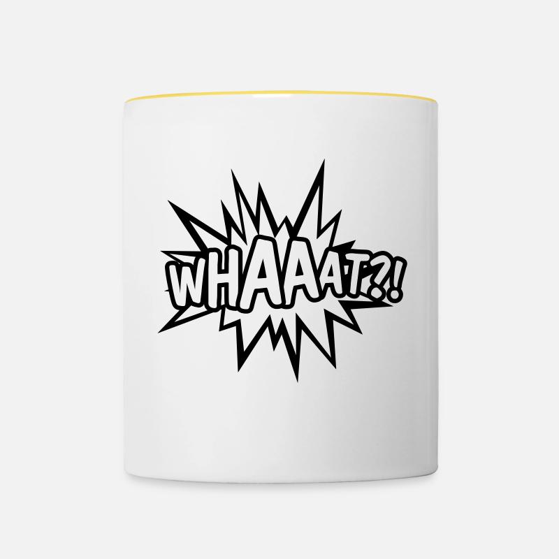 QU'EST-CE - Mug contrasté - blanc/jaune