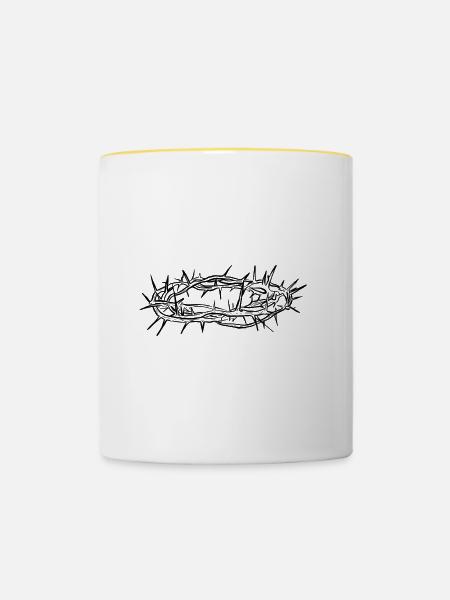 Dornenkrone Ostern - Tasse zweifarbig - Weiß/Gelb