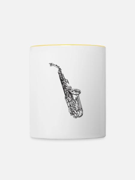 Saxophonist - Tasse zweifarbig - Weiß/Gelb