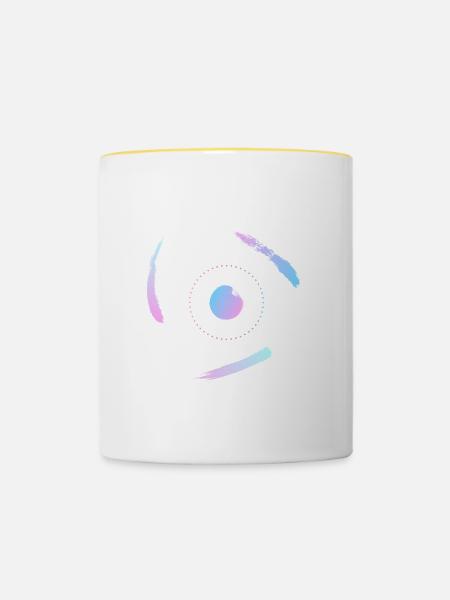 Elektronen umkreisen das Atom - Tasse zweifarbig - Weiß/Gelb