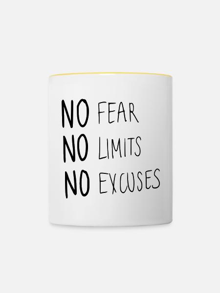 Aucune peur, aucune limite, aucune excuse - Mug contrasté - blanc/jaune