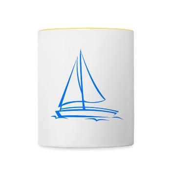 Segelschiff - Tasse zweifarbig - Weiß/Gelb - Vorne