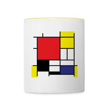 Symbol Piet Mondrian Moderne Kunst Geschenkidee - Tasse zweifarbig - Weiß/Gelb - Vorne