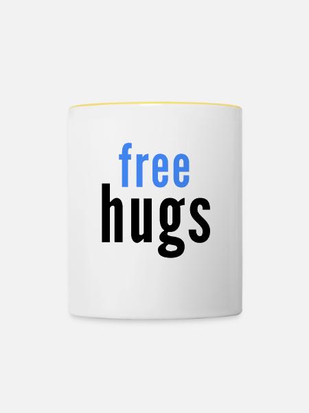 free hugs - Tasse zweifarbig - Weiß/Gelb