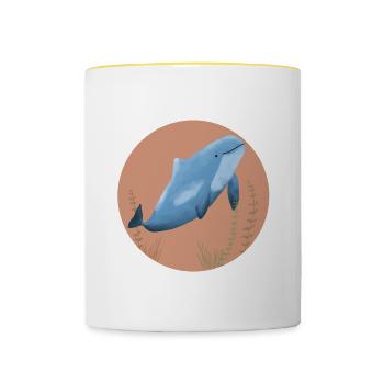 Schweinswal Kreis terra cotta - Tasse zweifarbig - Weiß/Gelb - Vorne