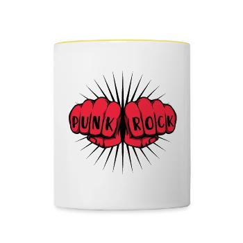 Punkrock Punkrocker Punk Musik Hardrock Rockmusik - Tasse zweifarbig - Weiß/Gelb - Vorne