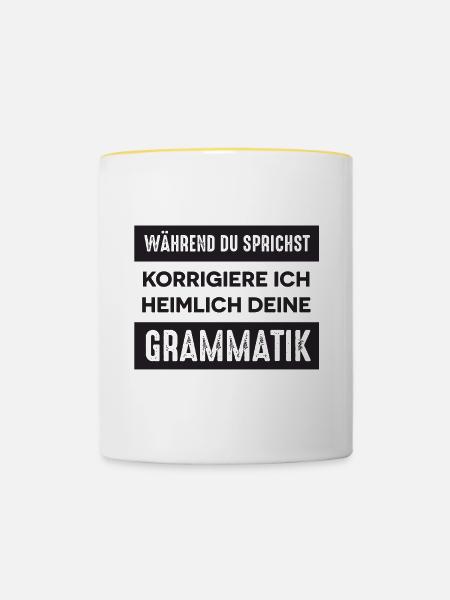 Lehrer Spruch - Tasse zweifarbig - Weiß/Gelb
