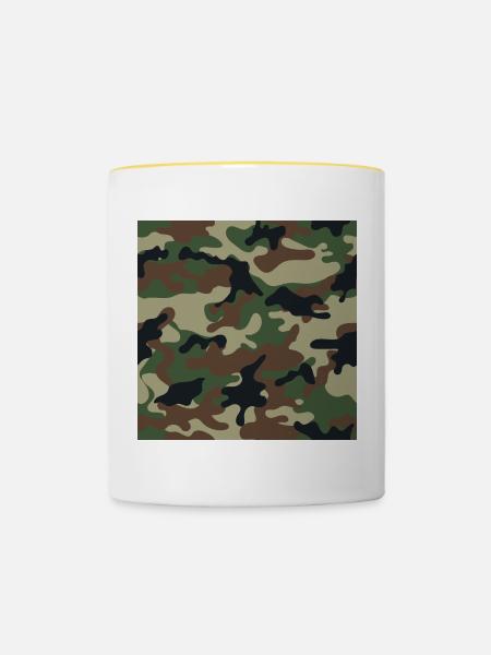 Tapezierte traditionale Tarnmuster - Tasse zweifarbig - Weiß/Gelb