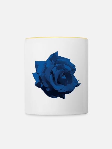 Blume - Rose blue - Tasse zweifarbig - Weiß/Gelb