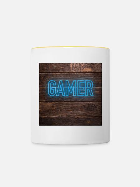 Gamer - Tasse zweifarbig - Weiß/Gelb