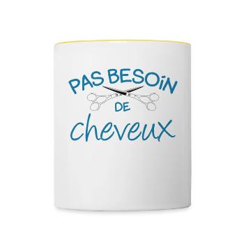 Pas besoin de cheveux avec ce corps de rêve - Mug contrasté - blanc/jaune - Devant