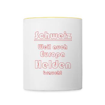 Schweiz Schweizer Spruch - Tasse zweifarbig - Weiß/Gelb - Vorne