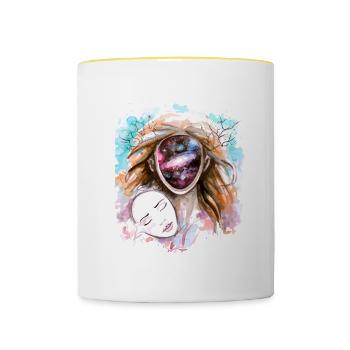 you are the universe - Tasse zweifarbig - Weiß/Gelb - Vorne