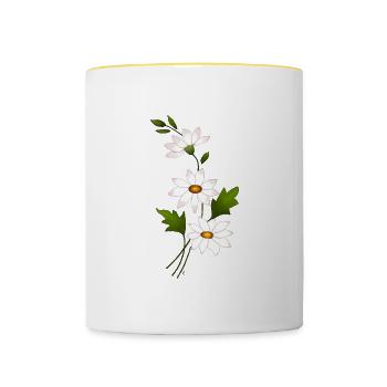 Fleurs de marguerite - Mug contrasté - blanc/jaune - Devant