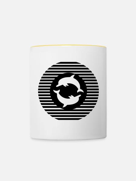 Dolphin Delfine - Tasse zweifarbig - Weiß/Gelb