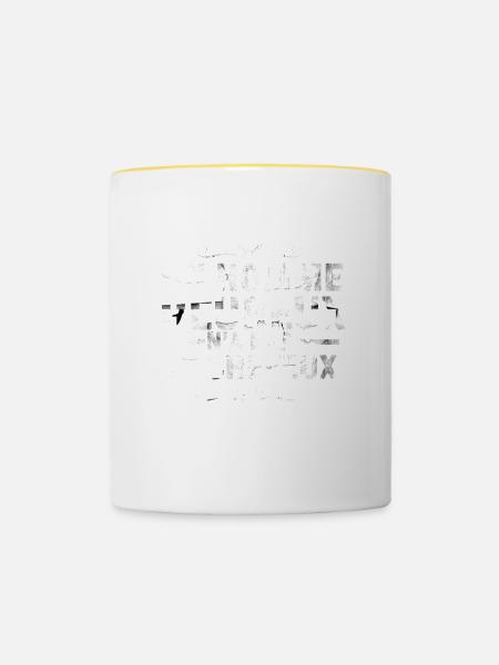 un homme heureux n'a pas de cheveux - Mug contrasté - blanc/jaune