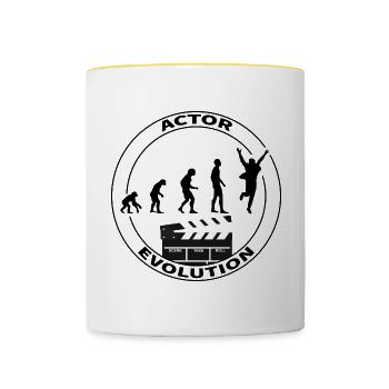 Evolution Schauspieler Darsteller Geschenk - Tasse zweifarbig - Weiß/Gelb - Vorne