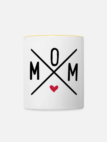 mom - Tasse zweifarbig - Weiß/Gelb