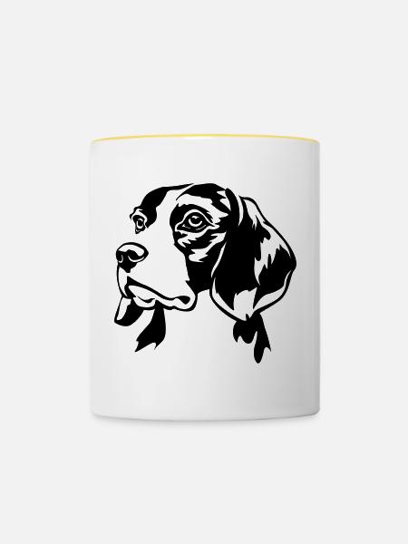 Beagle Kopf - Tasse zweifarbig - Weiß/Gelb