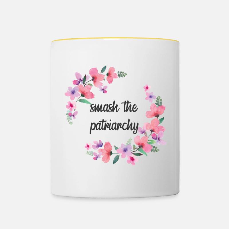 BRISER LE PATRIARCAT - Mug contrasté - blanc/jaune