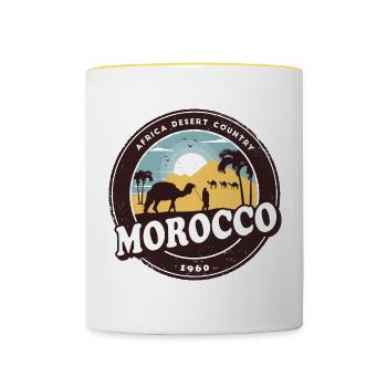Maroc Camel Desert Design / Idée cadeau - Mug contrasté - blanc/jaune - Devant