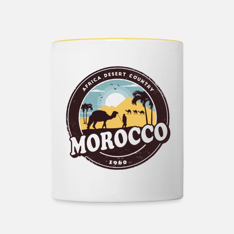Maroc Camel Desert Design / Idée cadeau - Mug contrasté - blanc/jaune