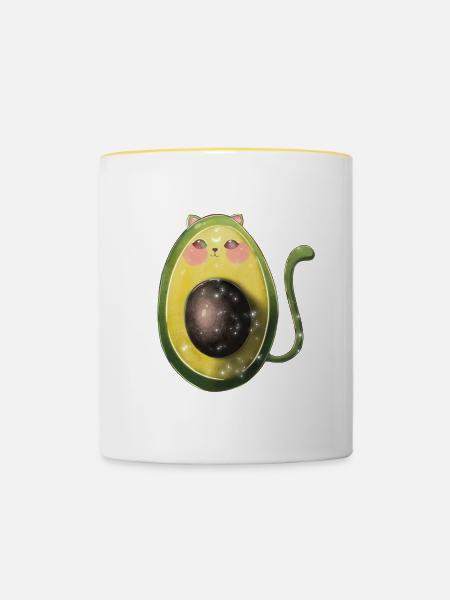 Avocado katze avogato - Tasse zweifarbig - Weiß/Gelb