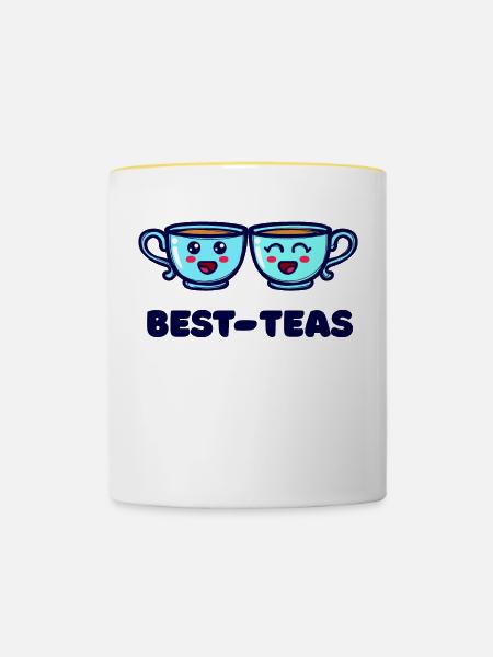 Beste Freunde Tee Tasse Saying - Tasse zweifarbig - Weiß/Gelb