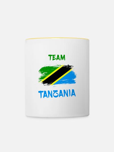 Team Tansania Flaggen Design - Tasse zweifarbig - Weiß/Gelb
