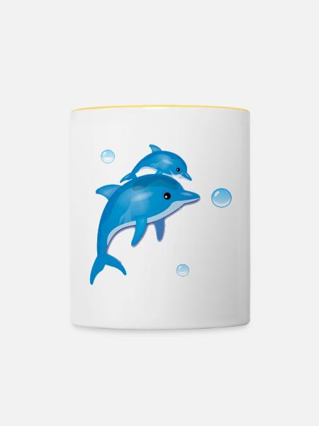 Dolphin - Tasse zweifarbig - Weiß/Gelb