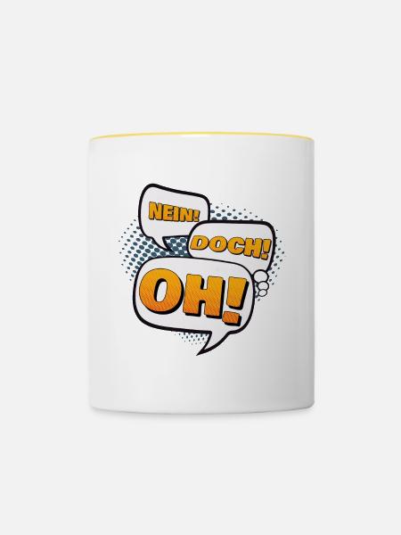 Nein! Doch! Oh! - Tasse zweifarbig - Weiß/Gelb
