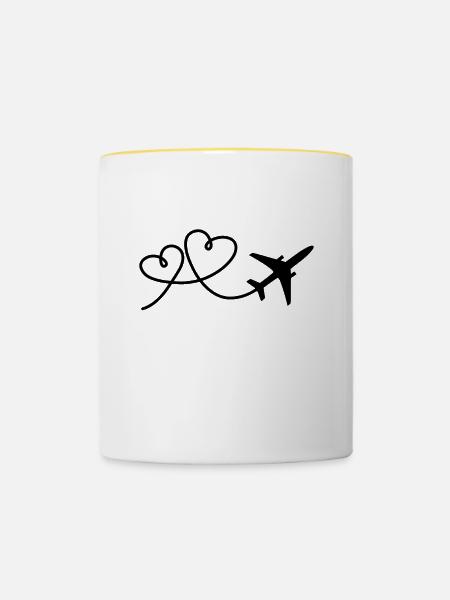 Flugzeug - Tasse zweifarbig - Weiß/Gelb