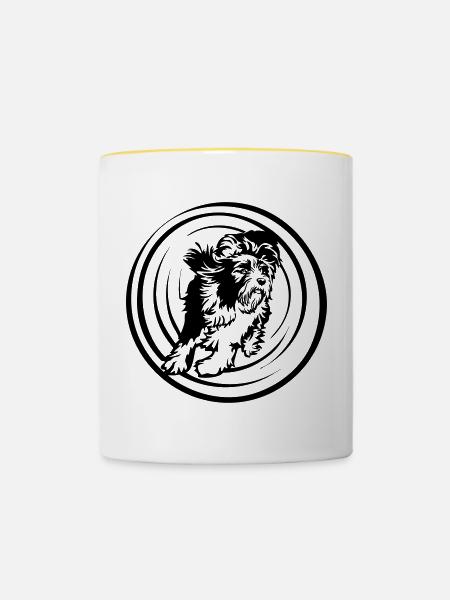 Bearded Collie - Tasse zweifarbig - Weiß/Gelb