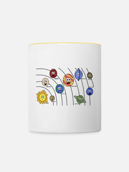 Kids Planeten - Tasse zweifarbig - Weiß/Gelb