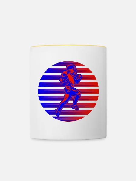 Retro Neon Quarterback - Tasse zweifarbig - Weiß/Gelb