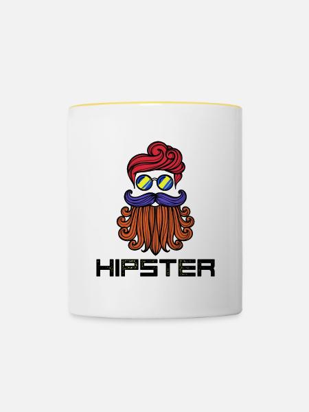 Bart Hipster Spruch Bartfrisur Bartträger - Tasse zweifarbig - Weiß/Gelb