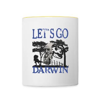 Charles Darwin Evolution textile gift idea - Contrasting Mug - white/yellow - Front