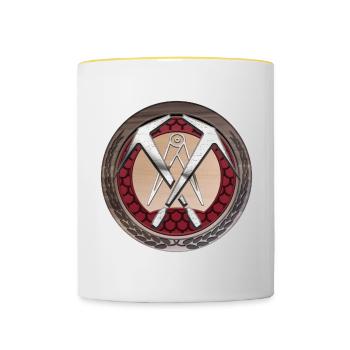 Emblème de toiture d’artisanat - Mug contrasté - blanc/jaune - Devant