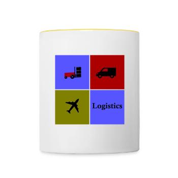 Équipe Logistique et Transport - Mug contrasté - blanc/jaune - Devant