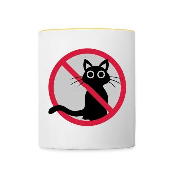 Cat forbidden sign - Contrasting Mug - white/yellow - Front