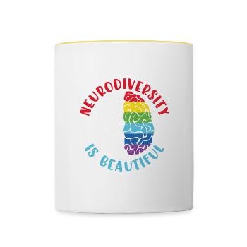 Autisme Citation Autisme La neurodiversité est belle - Mug contrasté - blanc/jaune - Devant