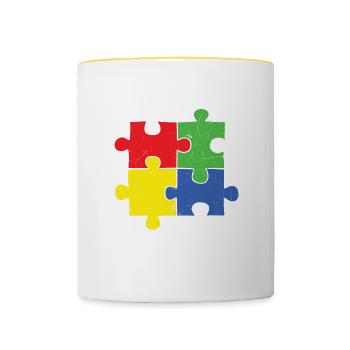 Autisme Citation Autisme Sensibilisation Soyez gentil Autiste - Mug contrasté - blanc/jaune - Devant