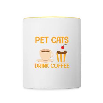 Baking Quote Pet Cats, Drink Coffee and Bake Thing - Contrasting Mug - white/yellow - Front