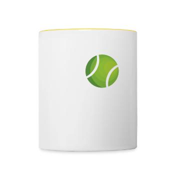 Tennis Zitat Ich liebe Tennis - Tasse zweifarbig - Weiß/Gelb - Vorne
