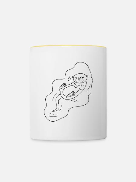 schwimmender Otter - Tasse zweifarbig - Weiß/Gelb