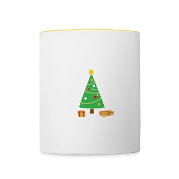 Math Quote Funny Math Geometry Xmas Tree Geometree - Contrasting Mug - white/yellow - Front