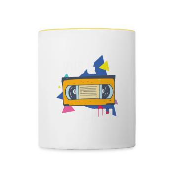 Vintage Retro Gift VHS Et Chill 90's - Mug contrasté - blanc/jaune - Devant