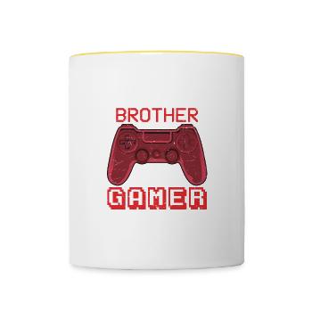 Gamer Quote I Have Two Titles Brother And Gamer - Contrasting Mug - white/yellow - Front