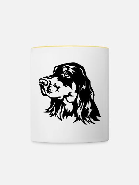 Gordon Setter Kopf - Tasse zweifarbig - Weiß/Gelb